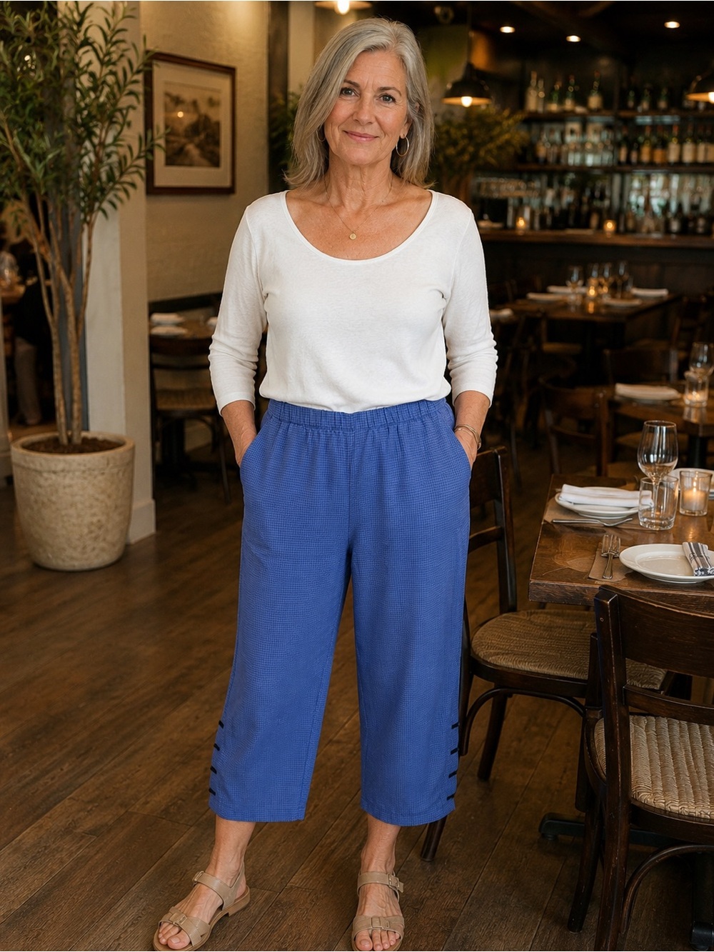 Habitat Women's Relaxed Crop Pants in Blue.